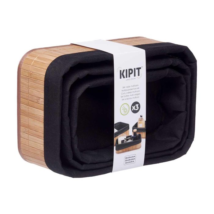 Set 3 Organizadores Bambu Tela Negra Rectangular Kipit 31X12CM (4 Unidades) 2 Set 3 Organizadores Bambu Tela Negra Rectangular Kipit 31X12CM (4 Unidades) 2