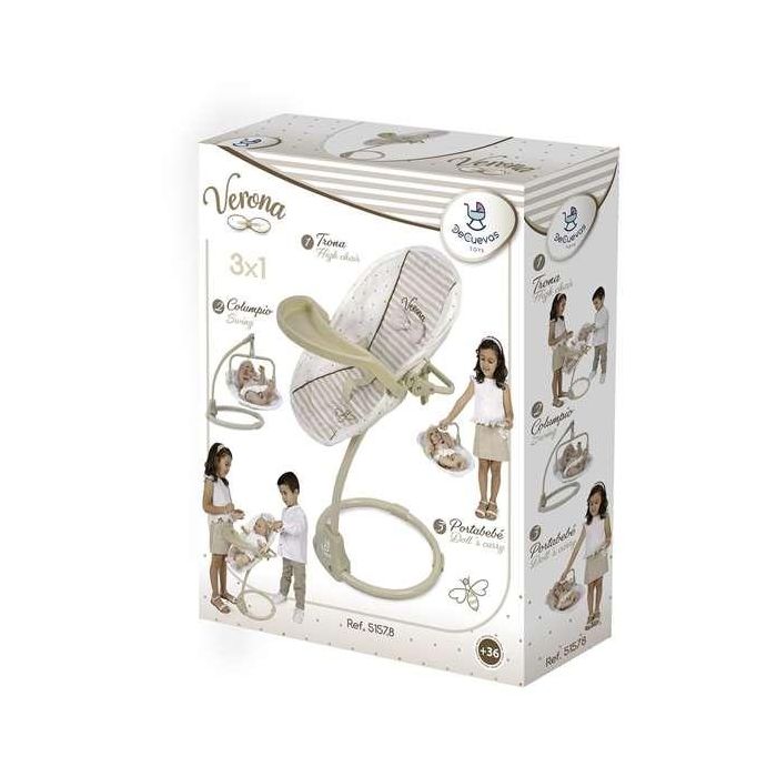Trona columpio 3 x 1 - para muñecas de hasta 50 cm. Trona columpio 3 x 1 - para muñecas de hasta 50 cm.