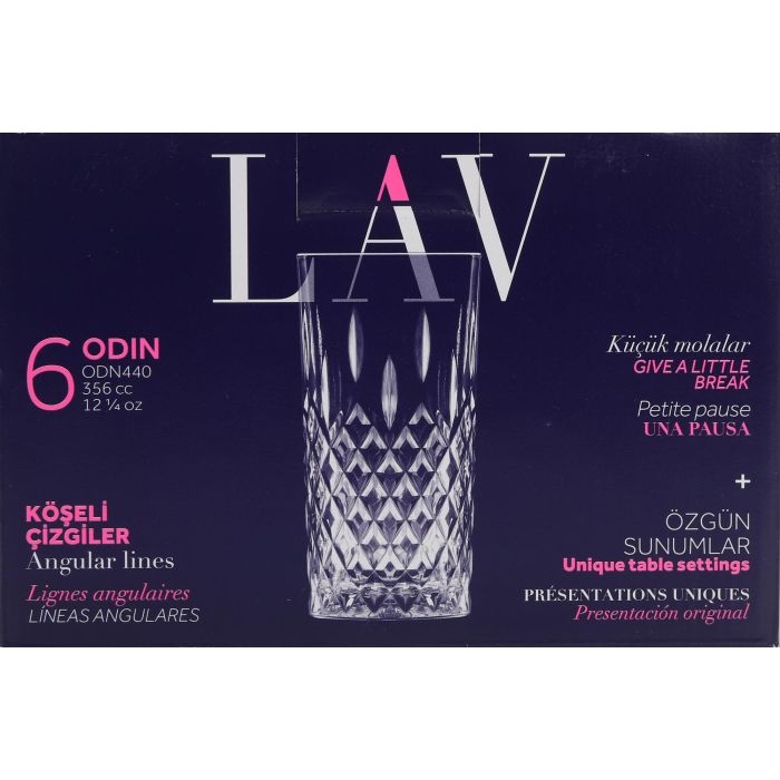 Lav Set 6 Vasos Odin 356 cc 7.1 x 7.1 x 14.5 cm (4 Cajas) 1