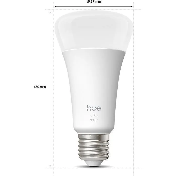 Philips Hue Bombilla LED Conectada A67, Luz Blanca Cálida 2700K, E27 13.5W 1600 Lúmenes, AABUO53053