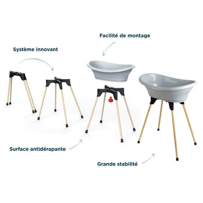 Thermobaby VASCO Charm Kit de Baño 3 en 1: Bañera Ergonómica con Soporte Plegable y Desagüe - Ideal Ahorro Espacio Gris 2 Thermobaby VASCO Charm Kit de Baño 3 en 1: Bañera Ergonómica con Soporte Plegable y Desagüe - Ideal Ahorro Espacio Gris 2