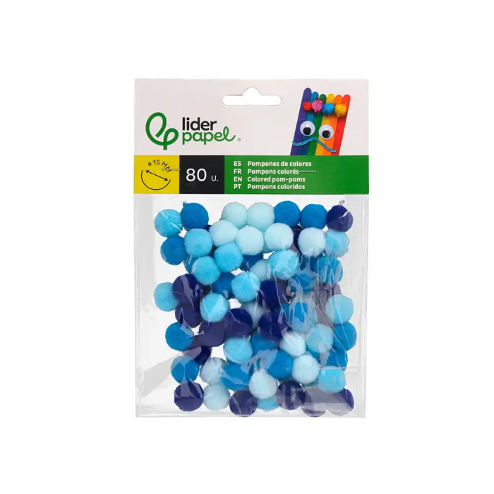 Liderpapel Pompones 1,5 cm Tonalidades Azules Manualidades Bolsa 80 Unidades 1