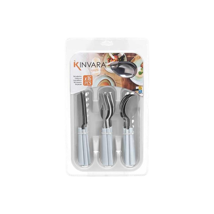Set 16 Cubiertos Kinvara con Cubertero Blanco - 23x38x5 cm (6 Unidades) 1 Set 16 Cubiertos Kinvara con Cubertero Blanco - 23x38x5 cm (6 Unidades) 1