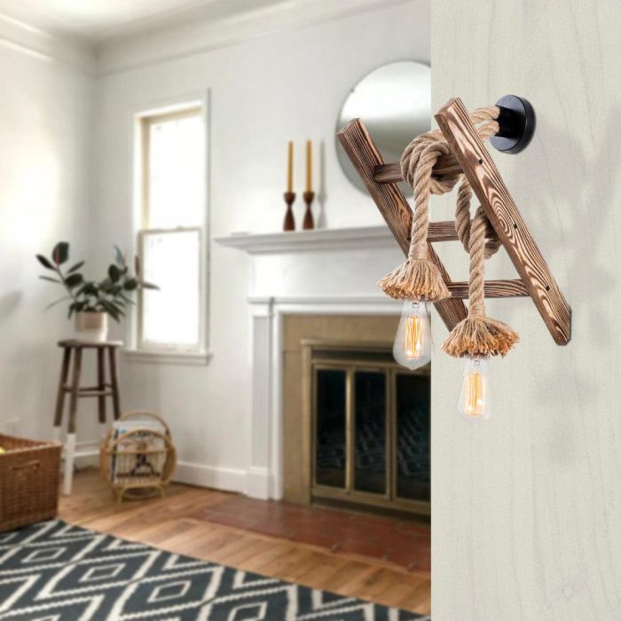 Aplique de Pared de Madera Erebos Yekaterinburg 1 Luz E27 Sin Bombilla [OPV-521SHN2134] 2