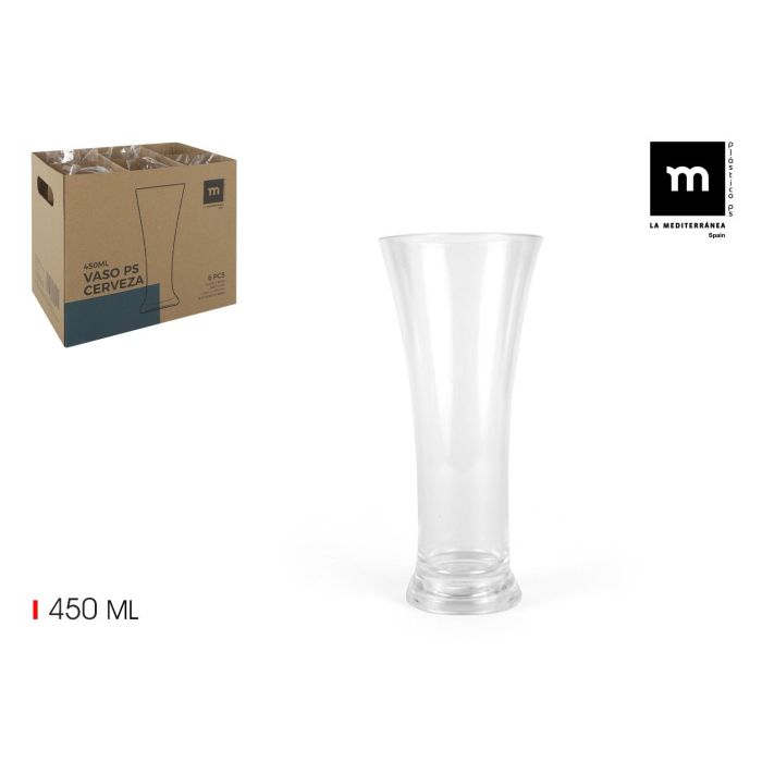 La Mediterranea Vaso Cerveza 450 ml, Alto 20 cm, Ancho 9 cm, Largo 9 cm (24 Unidades) La Mediterranea Vaso Cerveza 450 ml, Alto 20 cm, Ancho 9 cm, Largo 9 cm (24 Unidades)
