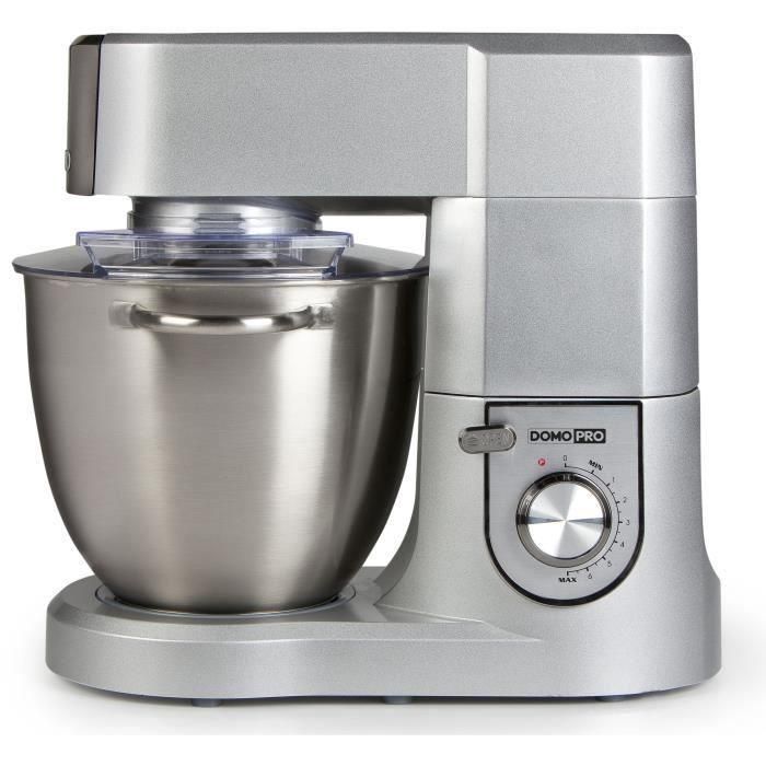 Domo DO9079KR Robot de cocina con motor 1500W, cuenco 6.7L acero inoxidable, batidor, amasador y velocidad progresiva Gris 3
