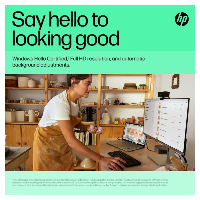 HP Webcam 620 FHD 1080p 60fps Cámara Web con Micrófono Incorporado