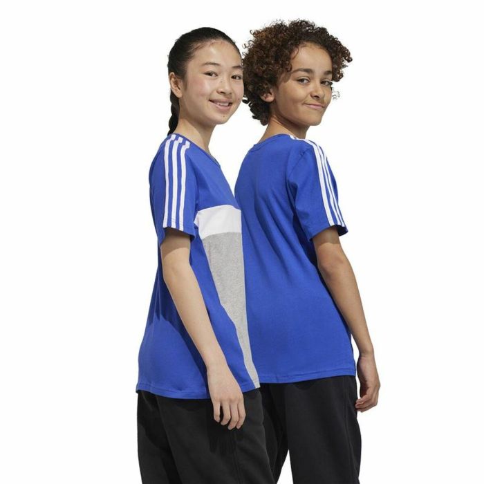 Camiseta de Manga Corta Infantil Adidas 3S Tib Azul Camiseta de Manga Corta Infantil Adidas 3S Tib Azul
