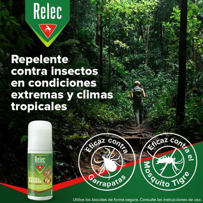 Relec Extra Fuerte Roll-On Antimosquitos 50 ml con DEET 50%, protección 12 horas, lavanda y geraniol 1