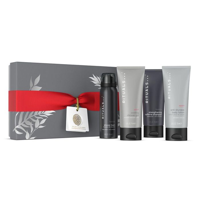 Rituals Cofre para Hombre con Espuma de Ducha 50ml, Champú Cafeína 70ml, Gel de Baño 70ml y Loción Corporal 70ml