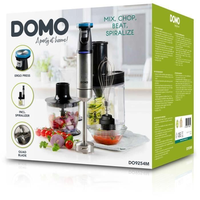 Set Batidora de Verduras My - DOMO - DO9254M - 800 W - Velocidad variable - 4 accesorios - Acero inoxidable 1