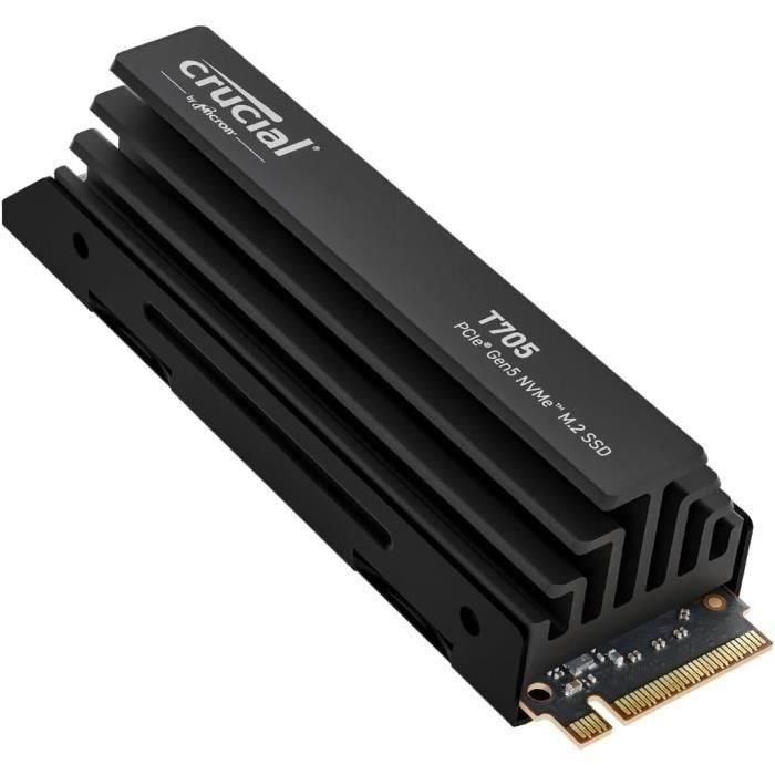 SSD interno para juegos con disipador de calor premium - CRUCIAL - T705 SSD 4TB PCIe Gen5 NVMe M.2 (2024) - CT4000T705SSD5