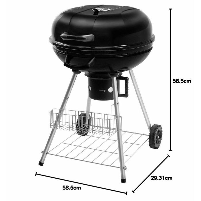 Barbacoa de Carbón con Tapa y Ruedas Fieldmann FZG 1004 Negro Redondo 6 Barbacoa de Carbón con Tapa y Ruedas Fieldmann FZG 1004 Negro Redondo 6