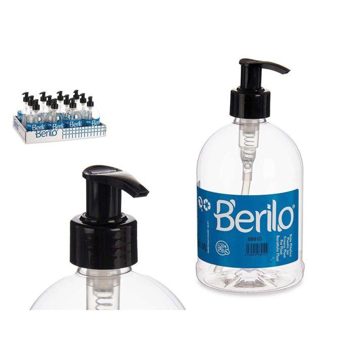 Bote Dosificador de Plástico 500 ml Berilo - 8x16.5x8 cm, Negro/Transparente, Uso Cosmético (12 Unidades) Bote Dosificador de Plástico 500 ml Berilo - 8x16.5x8 cm, Negro/Transparente, Uso Cosmético (12 Unidades)