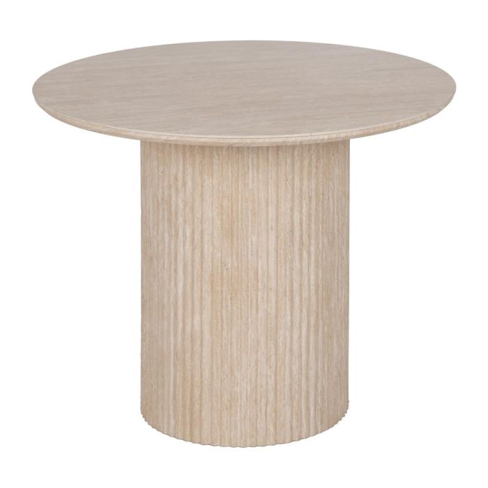 Mesa Comedor Beige Piedra Mdf Decoración 90 X 90 X 76 cm