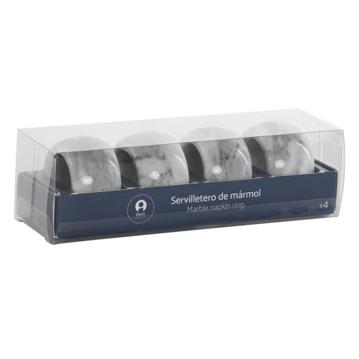 DKD Home Decor Servilletero Basicos de Marmol Blanco - Set de 4 Piezas, 4.8 x 3.3 x 4.8 cm 1