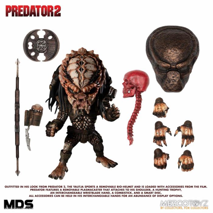Mezco Toyz Figura Cine Predator MDS - Depredador de Predator 2 con accesorios
