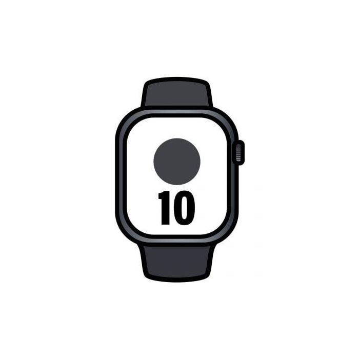 Apple Watch Series 10/ GPS/ 42mm/ Caja de Aluminio Negro Azabache / Correa Deportiva Negra S/M Apple Watch Series 10/ GPS/ 42mm/ Caja de Aluminio Negro Azabache / Correa Deportiva Negra S/M