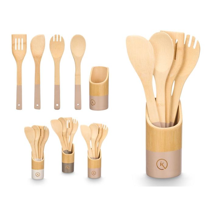 Set 4 Utensilios Cocina Soporte Bambu Surtidos Col Kinvara (12 Unidades) 0 Set 4 Utensilios Cocina Soporte Bambu Surtidos Col Kinvara (12 Unidades) 0