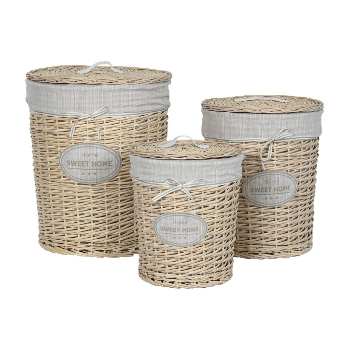 Cesta Ropa Shabby DKD Home Decor Crema 45 x 55 x 45 cm Set de 3 3