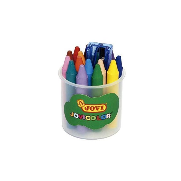 Jovi Ceras Jovicolor 75 mm Colores Surtidos Bote 16 Ud + Sacapuntas Jovi Ceras Jovicolor 75 mm Colores Surtidos Bote 16 Ud + Sacapuntas
