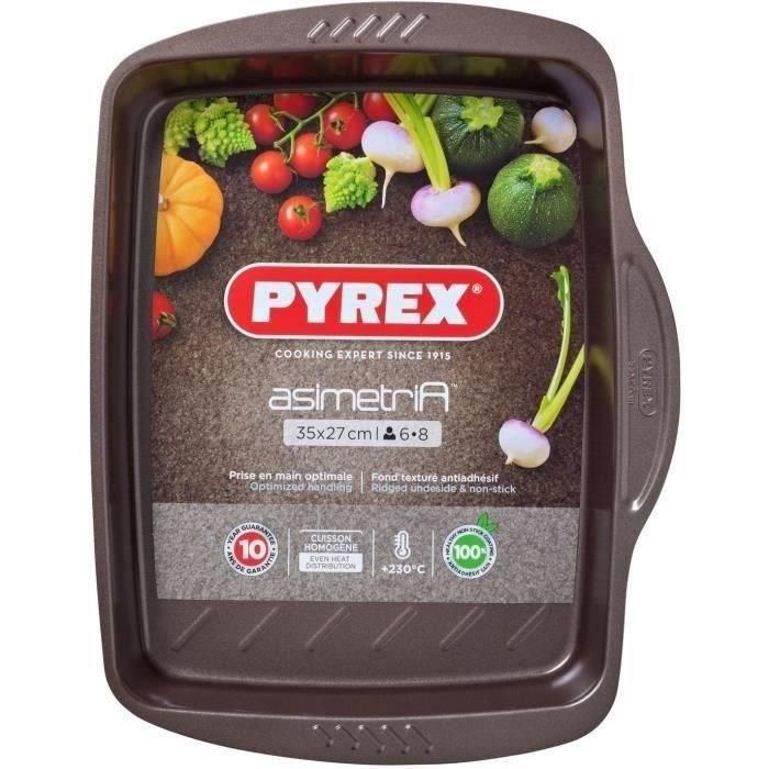 Pyrex Fuente Rectangular Asimetria Acero Inoxidable 35x27 cm Antiadherente Apta Horno