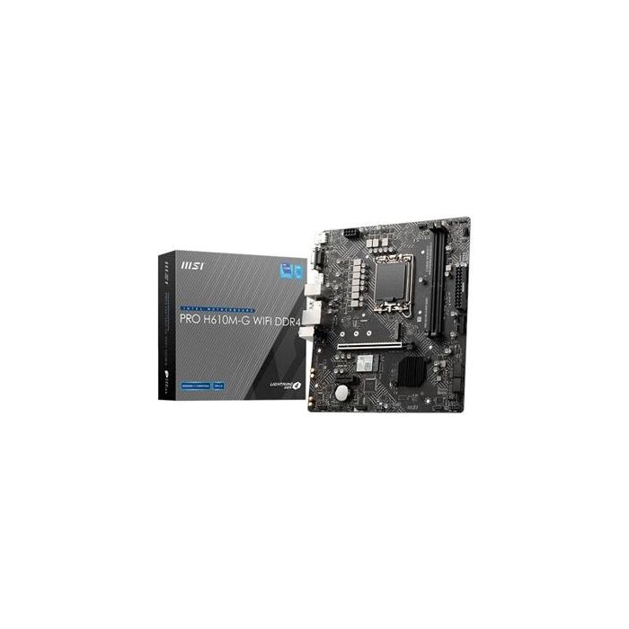 MSI 911-7D46-070 Placa Base Pro H610M-G Wifi DDR4 mATX, LGA1700 Intel 12ª Gen, Chipset H610, Wi-Fi 5 & Bluetooth 5.1 MSI 911-7D46-070 Placa Base Pro H610M-G Wifi DDR4 mATX, LGA1700 Intel 12ª Gen, Chipset H610, Wi-Fi 5 & Bluetooth 5.1