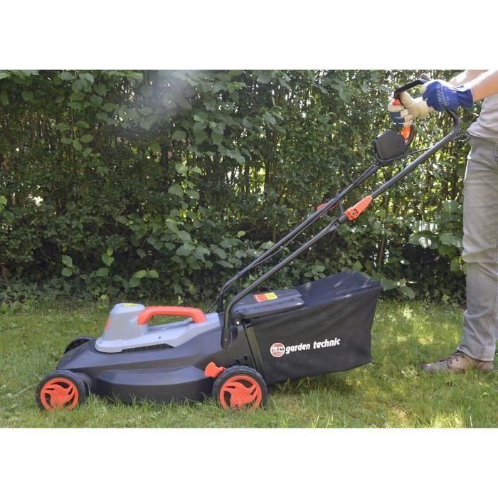 Elem Garden Technic Cortacésped Eléctrico 1800W, 40cm Ancho Corte, Recogedor 40L, Altura de Corte 25-75mm 1