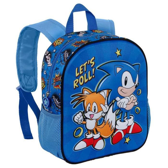 Mochila 3D Pequeña Lets roll Sonic Azul 3