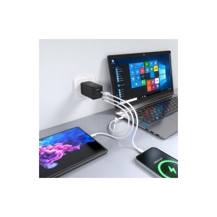 Cargador de Pared GaN Aisens ASCH-100W3P052-BK/ 2xUSB Tipo-C/ 1xUSB/ 100W 3