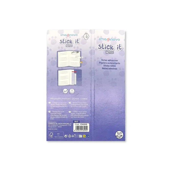 Imaginovo Bloc notas adhesivas marcapaginas gato 120 hojas 8x15x48 mm 4