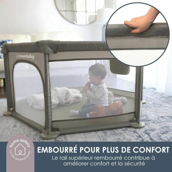 Dreambaby DRE9312742495077 Parque infantil Explore Park 6 lados con base de tela acolchada Ø 1,40 m H 70 cm Topo 4