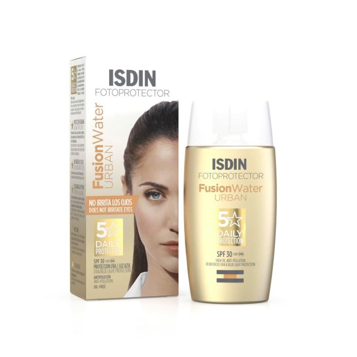 Isdin Fotoprotector Facial Fusion Water Urban SPF30 Uso Diario. Protección Antipolución, Luz Azul, Anti-Fotoenvejecimiento y No Comedogénico 50 ml Isdin Fotoprotector Facial Fusion Water Urban SPF30 Uso Diario. Protección Antipolución, Luz Azul, Anti-Fotoenvejecimiento y No Comedogénico 50 ml