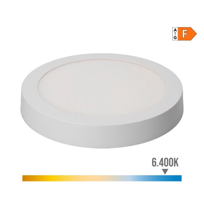 Edm Downlight led superficie redondo blanco 20 w 1500 lm 6400 k luz fria ø22 x 3,5 cm