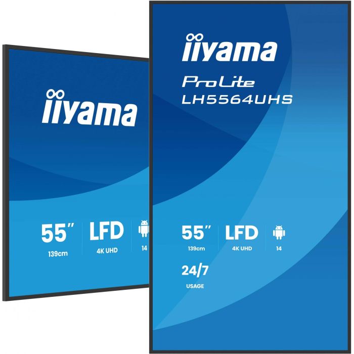 iiyama Monitor Profesional 55" UHD 4K (3840x2160) Panel VA DLED 500cd/m² Haze 25% Operación 24/7 Android 14 0 iiyama Monitor Profesional 55" UHD 4K (3840x2160) Panel VA DLED 500cd/m² Haze 25% Operación 24/7 Android 14 0