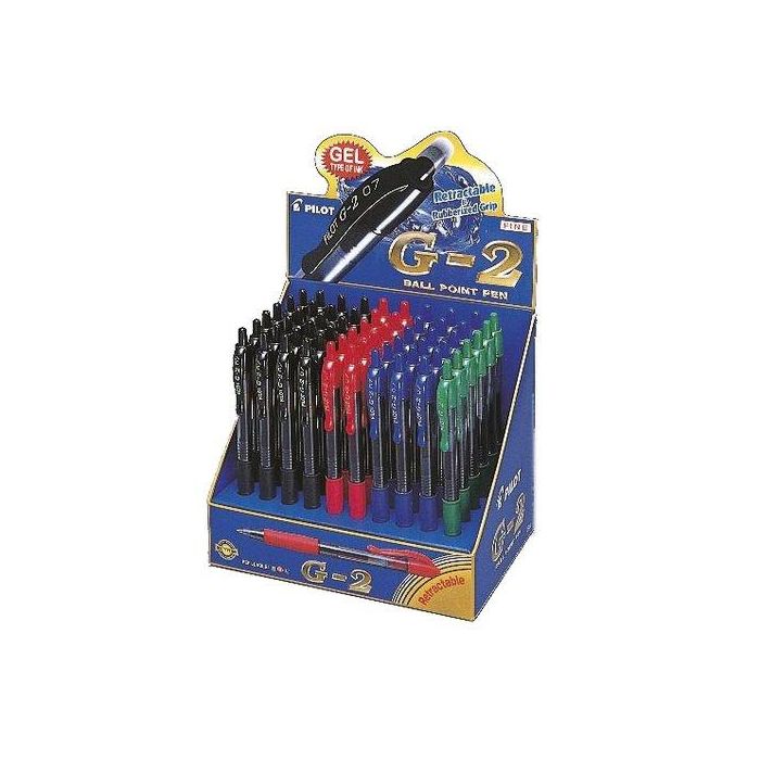 Pilot Bolígrafo G-2 Tinta Gel Retráctil Sujeción de Caucho Expositor de 60 Unidades Surtidos 0.7 mm