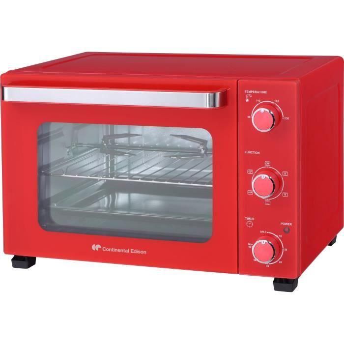 CONTINENTAL EDISON CEMF35R - Mini horno eléctrico 35L rojo - 1500W - Asador, Circulación natural 1