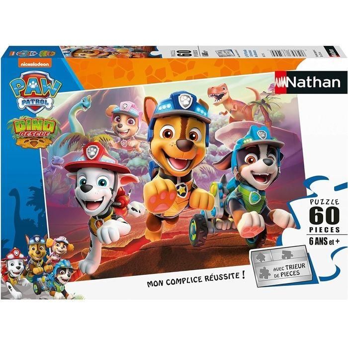 Nathan Pz Paw Patrol dino 60p Rompecabezas 60 piezas al rescate de los dinosaurios con clasificador 3 compartimentos +6 años 1
