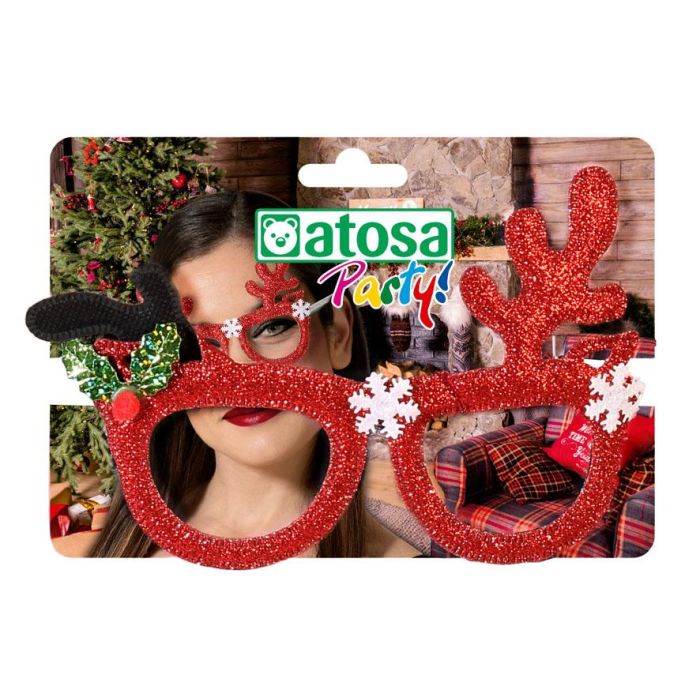 Gafas Navidad Reno Rojo Mujer Adulto Accesorio 1