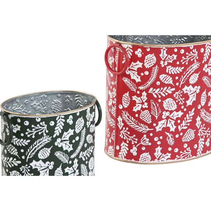 DKD Home Decor Caja Navidad Tradicional Metal Verde Rojo 19.5 x 24 x 28.5 cm Set de 3 (2 Unidades) 3
