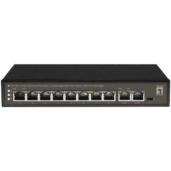 LevelOne FGP-1031 Switch No Administrado 8x Fast Ethernet 2x Gigabit Ethernet 8x PoE+ 120W
