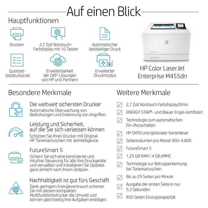HP Color LaserJet Enterprise M455dn Impresora Láser Color Empresarial 27 ppm USB Ethernet Doble Cara Automática 13