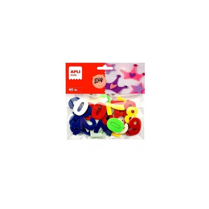 Apli Formas Fieltro Numeros Adhesivos 30 mm Colores Surtidos -40U- Apli Formas Fieltro Numeros Adhesivos 30 mm Colores Surtidos -40U-