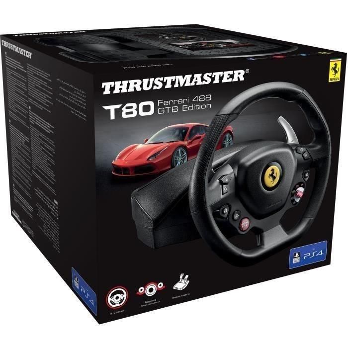 Thrustmaster T80 Ferrari 488 GTB Edition Negro Volante + Pedales Digital PlayStation 4 3