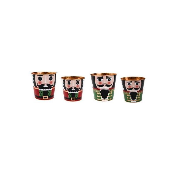 DKD Home Decor Caja Navidad Tradicional Metal Multicolor 17.5x17.5x16.5 cm Set de 2 (6 Unidades) Surtido Aleatorio