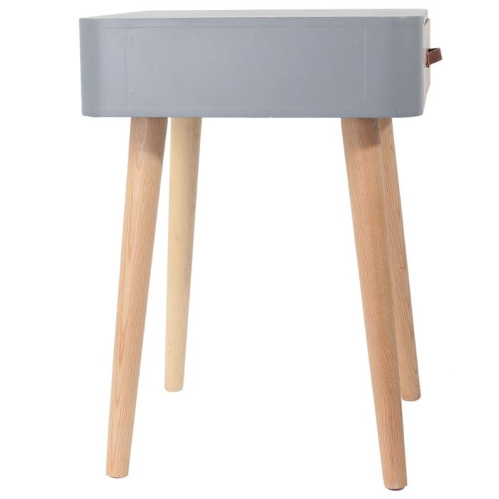 Home Deco Factory Mesita de Noche Gris Essentiel Estilo Escandinavo Madera Cajón 35x35x48 cm 4