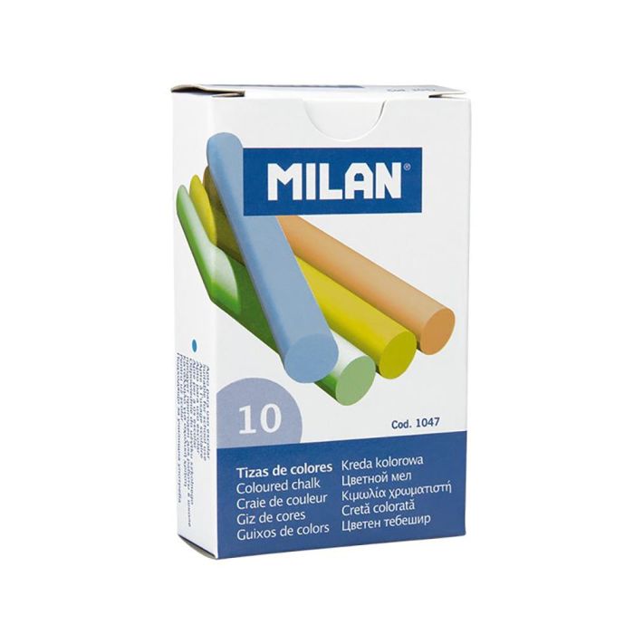 Blister con 1 caja de 10 tizas blancas + 1 caja de 10 tizas de colores milan 1