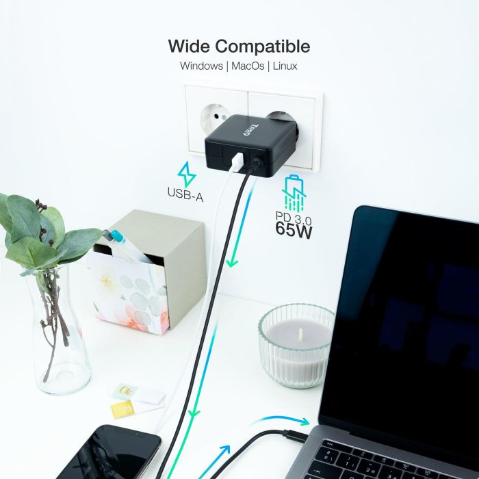 CARGADOR TOOQ 65W USB-C 1.8M PARA PORTATIL 2