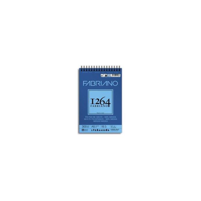 Bloc De Dibujo Fabriano 1264 Mix Media Con Espiral Grano Natural Tecnicas Mixtas A5 300G 15H