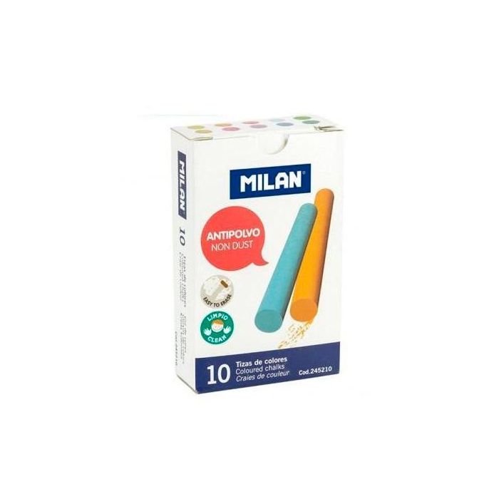 Milan Tizas Color Antipolvo Carbonato Cálcico Caja De 10 Milan Tizas Color Antipolvo Carbonato Cálcico Caja De 10